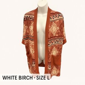White Birch Southwestern Print Open Front Cardigan Boho Fall Style